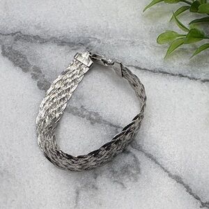 Argento Forte 925 Sterling Silver Braided Herringbone Bracelet